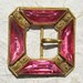 Vintage Art Deco Pink Glass & Filigree Square Buckle
