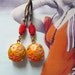 Orangina Earrings - Vintage Jewelry - Orange Earrings - Red - Vintage cabochons