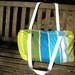 Green, Aqua and White Striped Gym or Duffel Bag