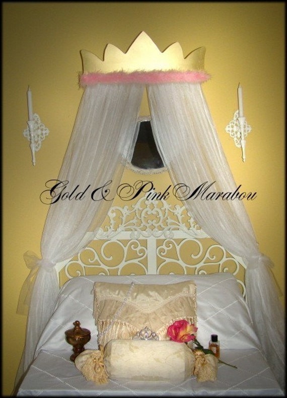 Crown Princess Tiara Bed Canopy Gold Pink