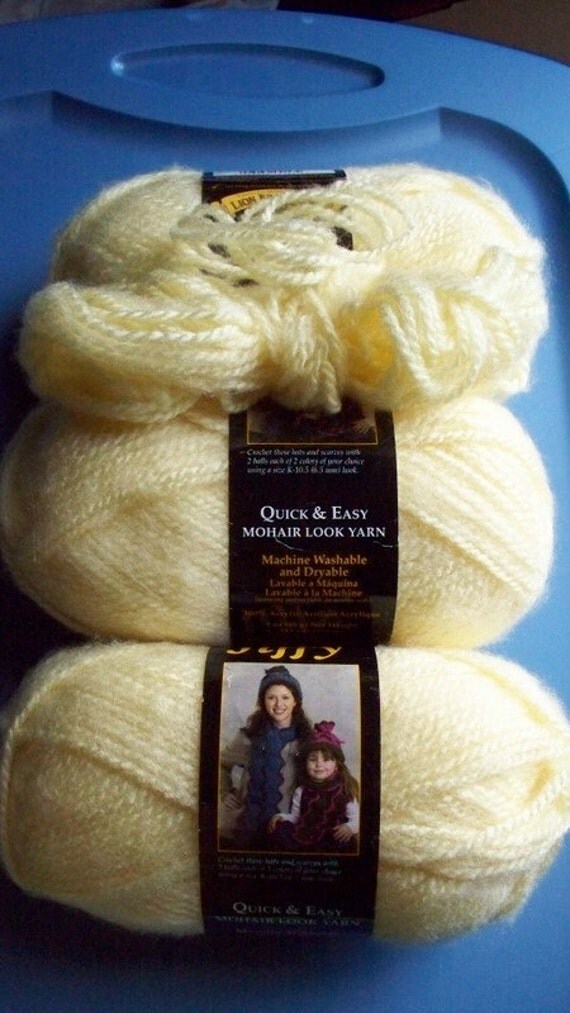 Lion Brand Jiffy Pastel Yellow Yarn Brushed Acrylic 3 by LazyStuff