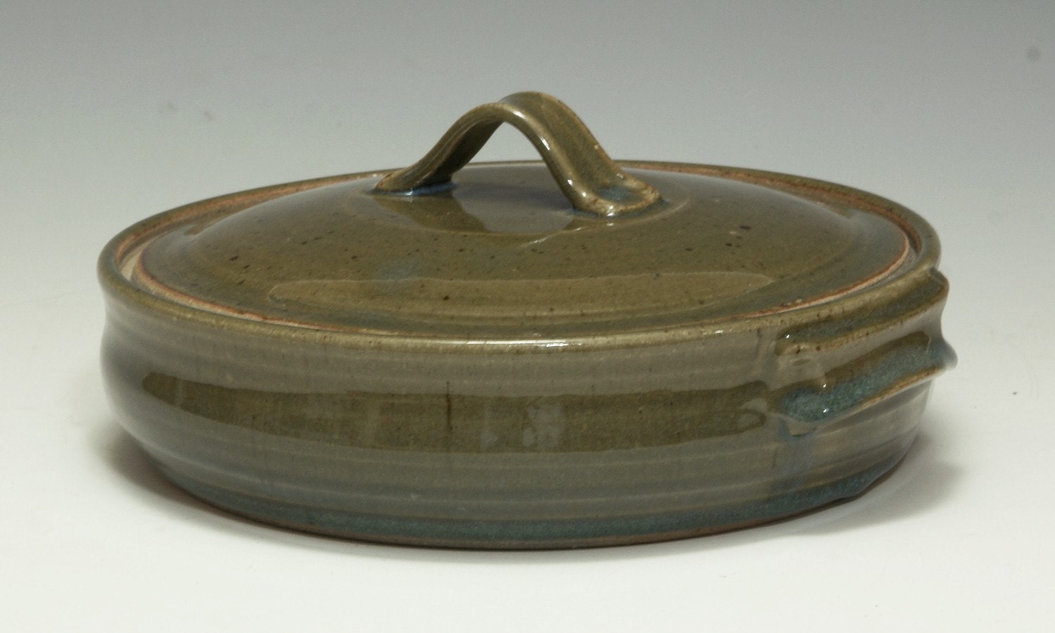 Ceramic Casserole Dish with Lid Green Amber