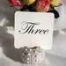 Custom Order (deliver before 3/29 Set of 10 white wood table card holders with 10 White Linen Table Numbers-(4 x 4 )