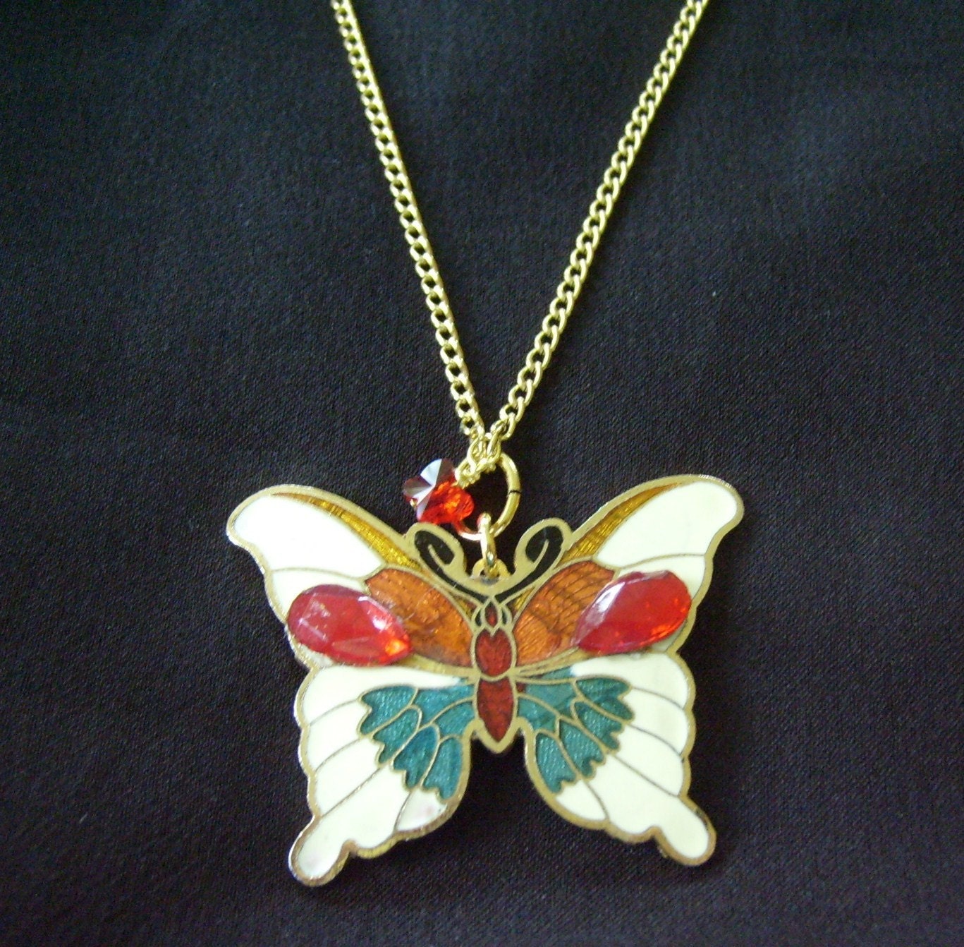 Vintage Butterfly Pendant Choker Necklace by LifeTravelsDesigns