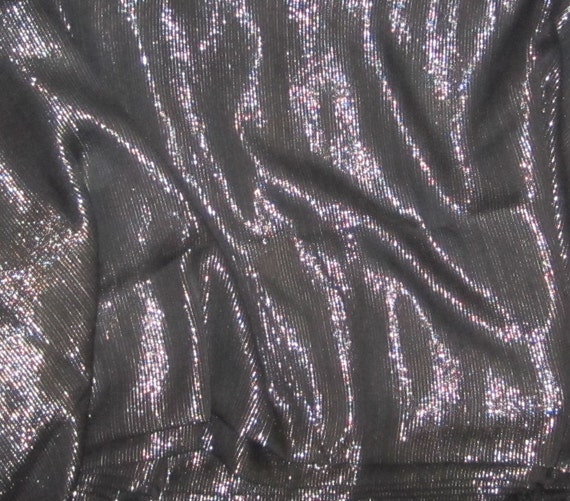 Black With Silver STRIPES Silk CHIFFON Fabric 1 Yard