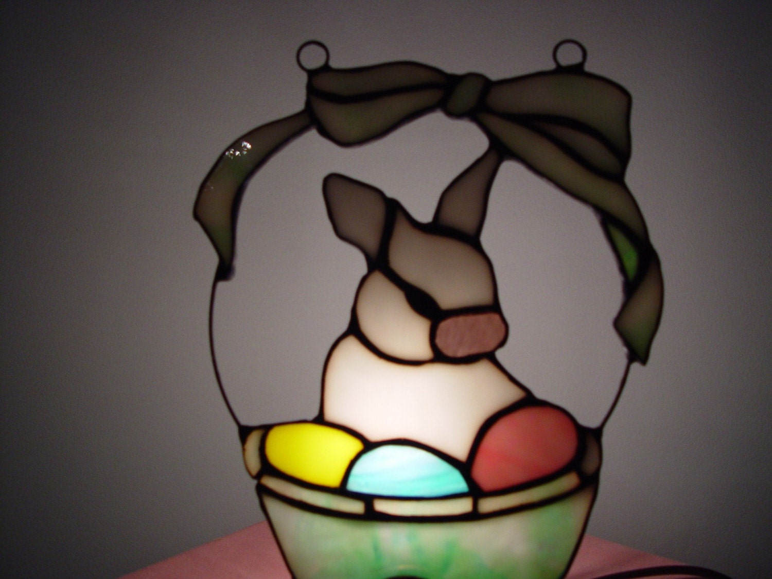Stained Glass Bunny in a basket by sandrapenrod on Etsy