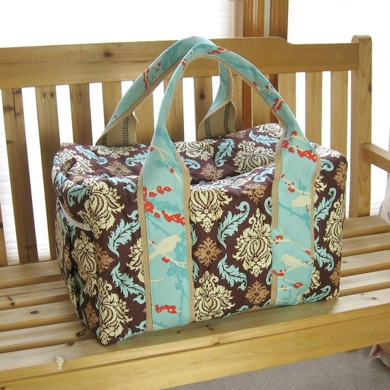 Made to order Quilted Damask Travel Duffel Bag