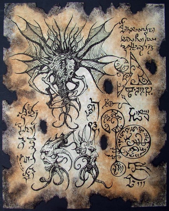 Items similar to Cthulhu larp Haunter of the Dark Necronomicon page ...