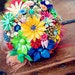 NEW - NEON FALL - Vintage inspired Bridal Bouquet with Vintage Floral Brooches and Earrings,Ribbon, Marabou and more