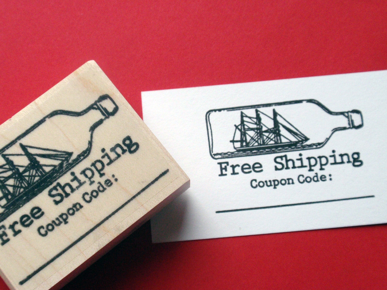 Free Shipping Coupon Code Rubber Stamp by BlossomStamps on Etsy