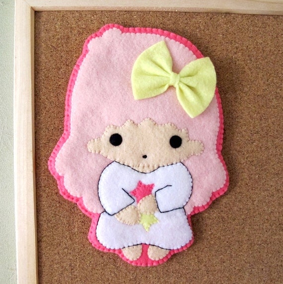 Little Twin Stars Lala. Cute iPhone Cell Phone Handmade Felt Case. Pink Yellow. Summer Case. Digital Camera.