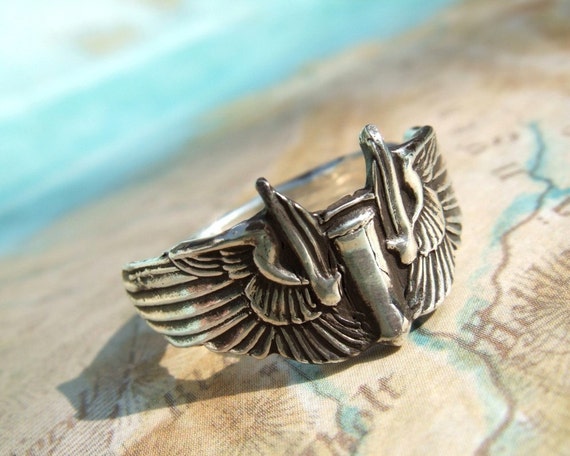 Winged Bomber Ring Eco-Friendly Jewelry Pilot by HappyGoLicky