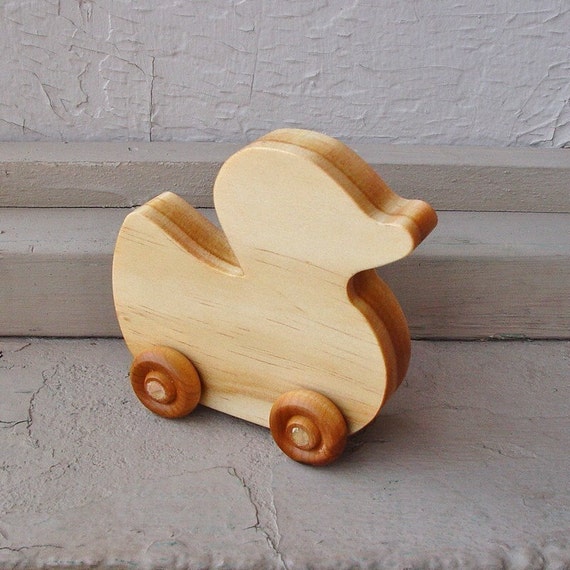 handmade wooden duck push toy