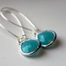 Turquoise Dangle Earrings, Silver, Elegant, Kidney Earwires, Summer