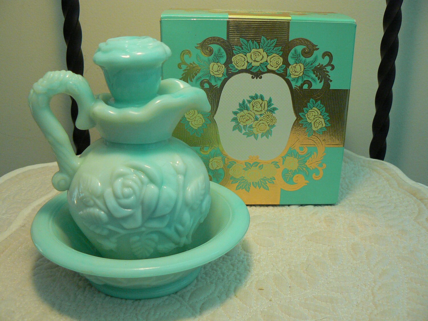 Vintage Avon Victoriana Pitcher and Bowl Moonwind