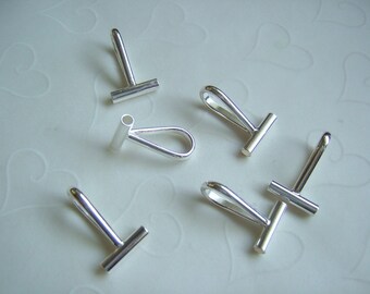 6 Pieces of Silver Plated OR Gold Plated Brooch/Pin Converter Bail -- Horizontal, 21x13.5mm (You Pick The Color)