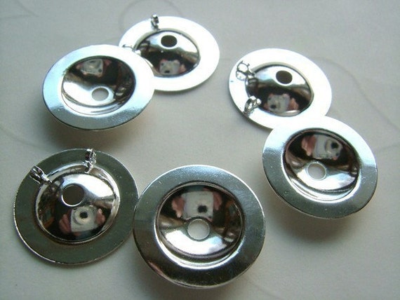 12 Pieces of Lead Safe Silver Plated Button Bezels Converter