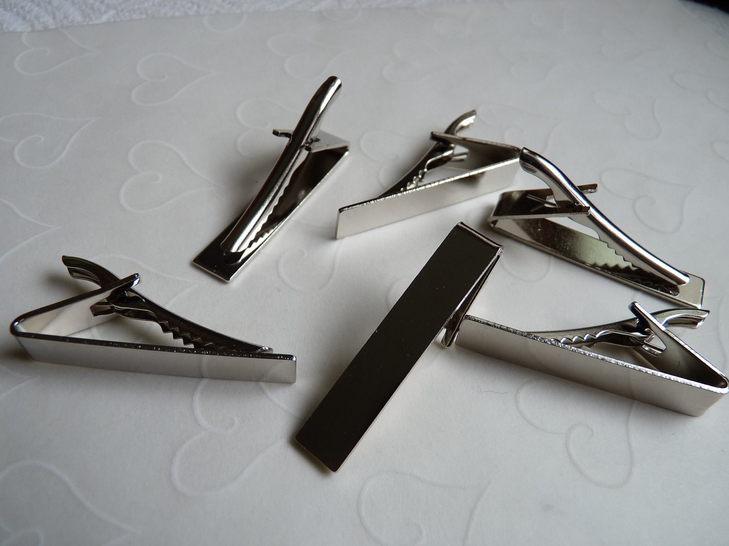6 Pieces of Nickel Plated Tie Clips 42x8 mm by GSboutique on Etsy