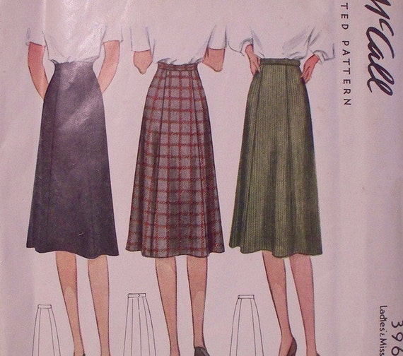1940s 6 Gore Skirt Pattern 28 wast McCall 3968