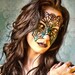 SALE! Fan leather mask in teal and violet
