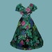 Vintage 80s Full Skirt Floral Dress S