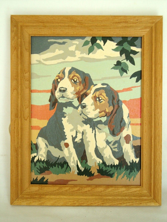 vintage beagle hound puppy paint by number painting