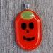 SALE Halloween Pumpkin Fused Glass Pendant - Jack o Lantern