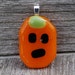Halloween Jack 'o' Lantern Pumpkin Fused Glass Pendant Handmade Jewelry
