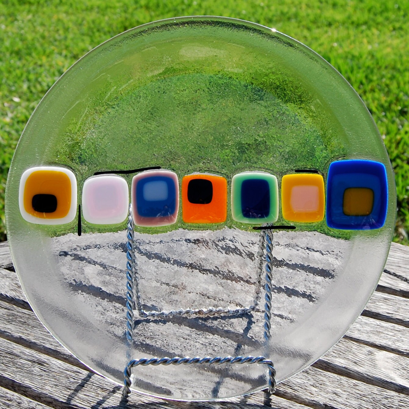 Colorful Plate Fused Art Glass Housewarming or by FirstLightGlass