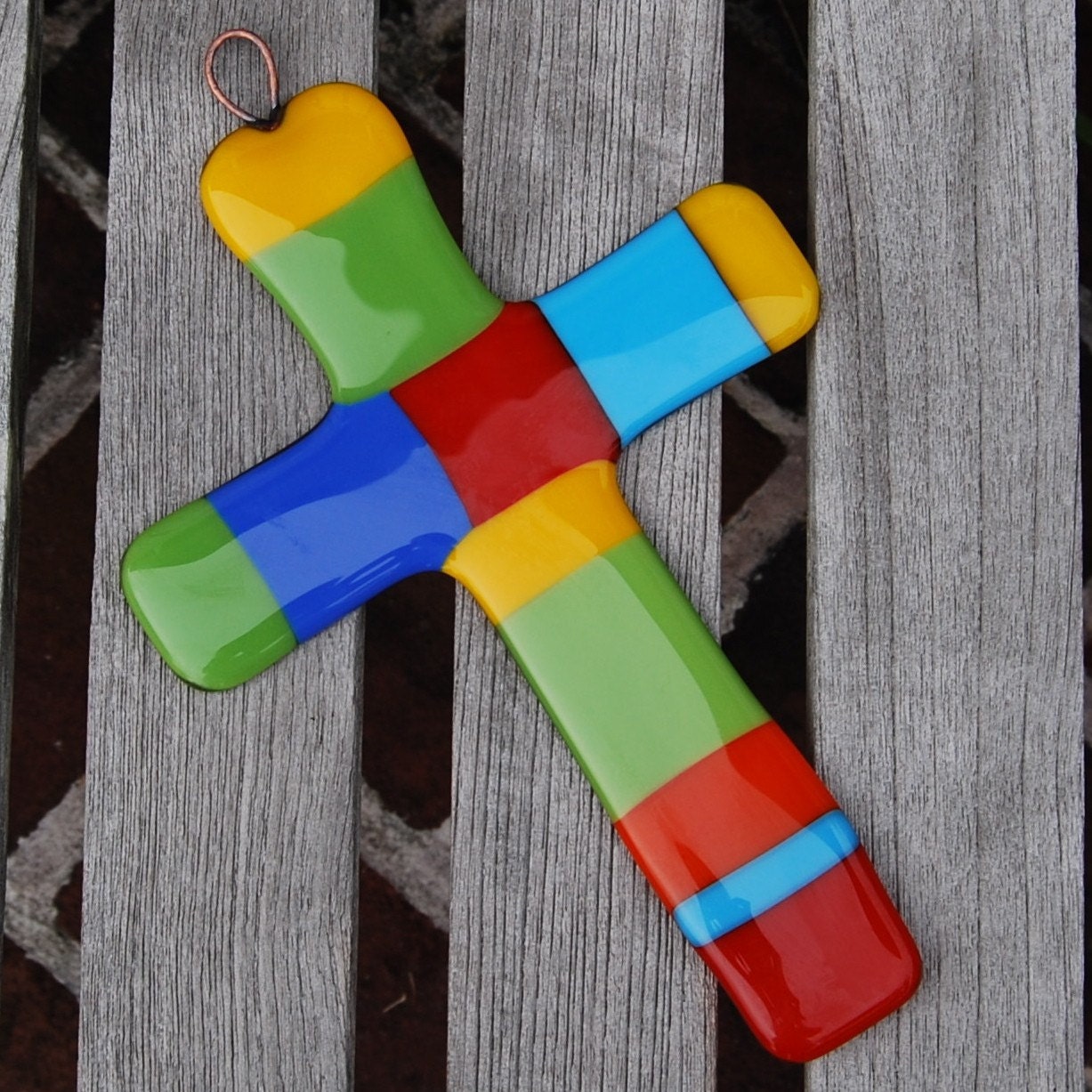 Colorful Wall Cross Fused Glass