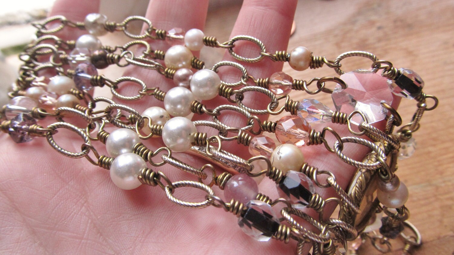 Statement Necklace Wire Wrap Necklace Beaded Bib Necklace