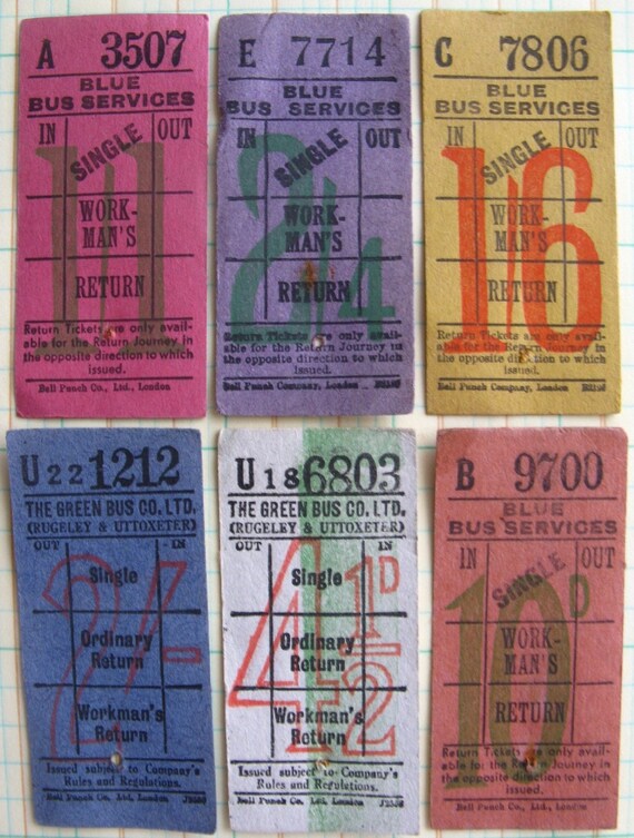 items similar to vintage tickets 6 uk bus tickets on etsy