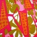 vintage fabric - pink and olive floral screenprint