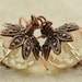 BOGO SALE - Crystal Champagne Faceted Glass Earrings in Antiqued Copper - Denmark Earrings in Crystal Champagne