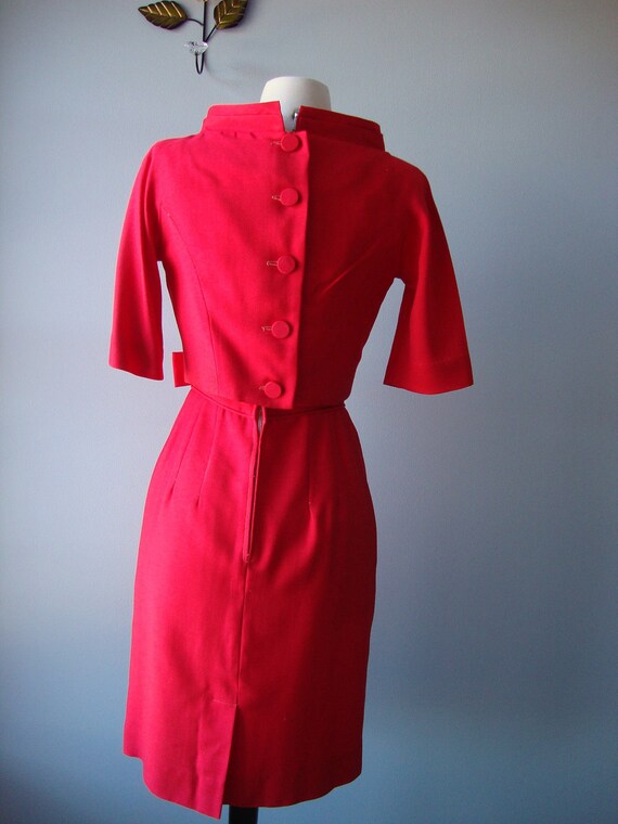 vintage 1960s sleeveless candy apple red dress // with bolero