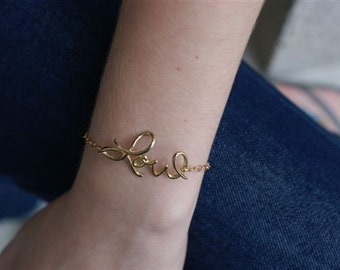 Cursive Love Bracelet, Cursive Writing, Love Letters