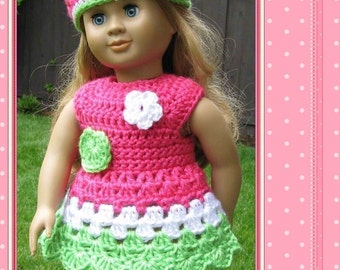 doll dress Pattern crocheted doll clothes dress for American