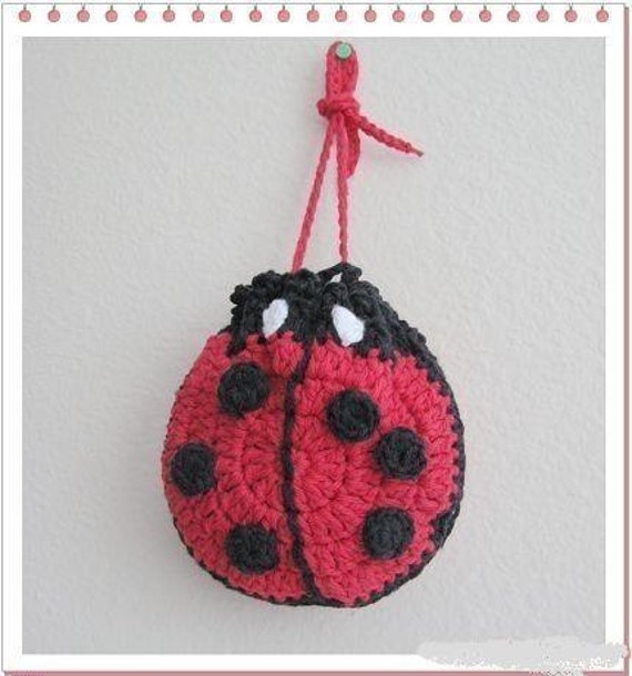 pouch gift pattern crochet purse,  PATTERN bag, Sachet  Ladybug Ladybug  bag, gift crochet Pouch,