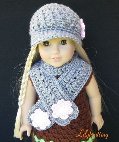 Pattern in PDF crocheted doll Scarf for American Girl
