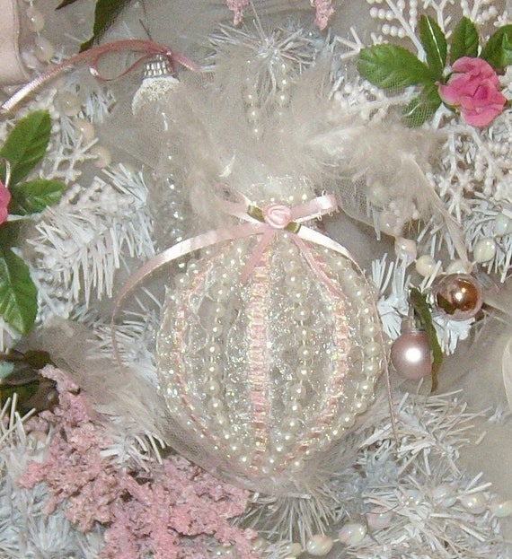 Victorian Style Lace and Beads Christmas Ornament