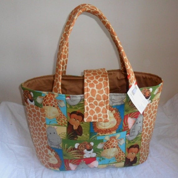 Large Jungle Babies Diaper Bag Tote New Print by JuliesBags