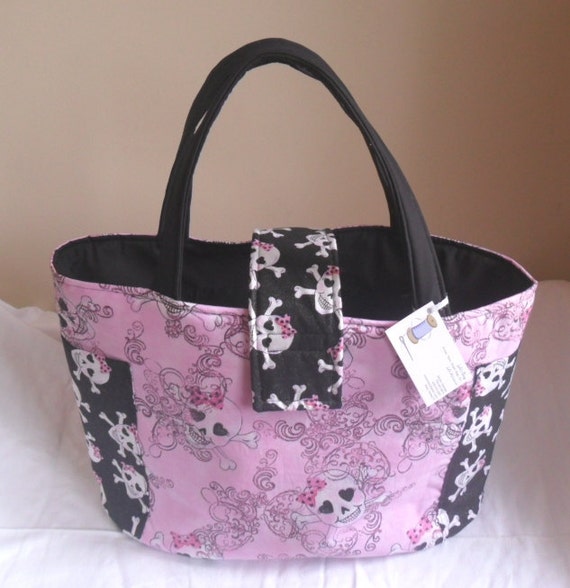 Items similar to Pink Girly Skull Diaper Bag/Tote Too Cute on Etsy