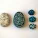 Lace stone pebble Beach Wedding favor Easter crochet large Aquamarine blue gray gift her Mother's day home decoration decor shabby chic