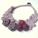 Textile bib necklace crochet felted pastel purple collar linen flower wool handmade Birthday autumn hostess gift for her chic bohemian Mom
