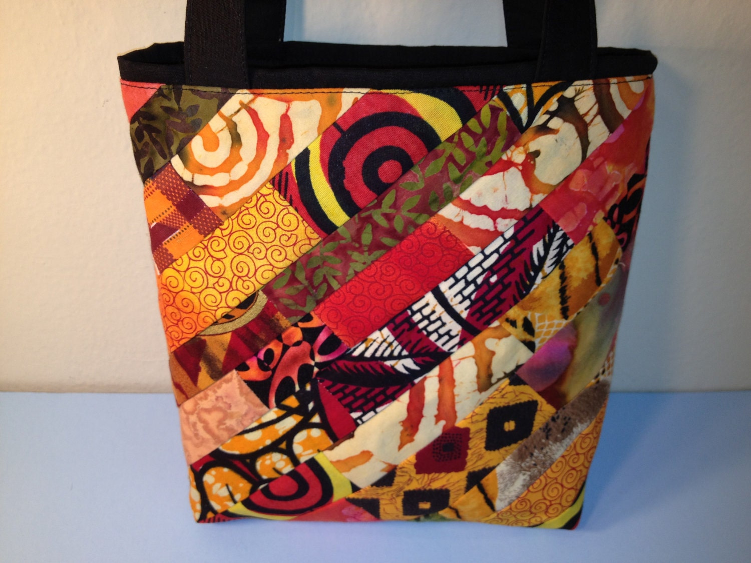 TREASURY African Crazy Quilt Strip Tote African by HugsandHolidays