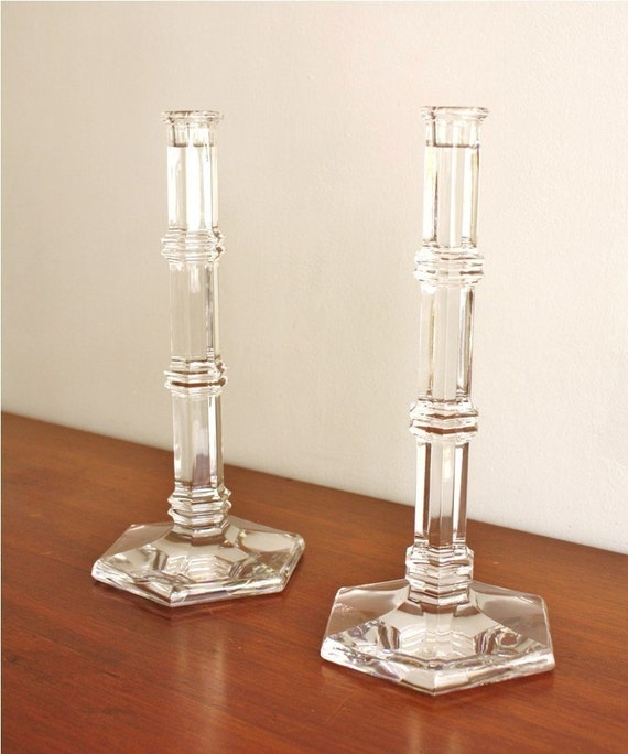 Tiffany and Co. vintage crystal glass candlesticks