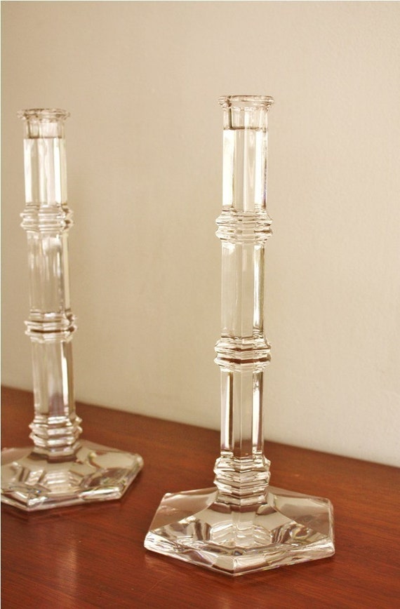 Tiffany and Co. vintage crystal glass candlesticks