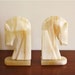 Large pair of solid marble horse head bookends