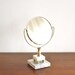 Vintage standing brass and marble vanity mirror