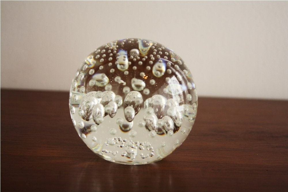 Vintage glass orb paperweight Anton Intaglio